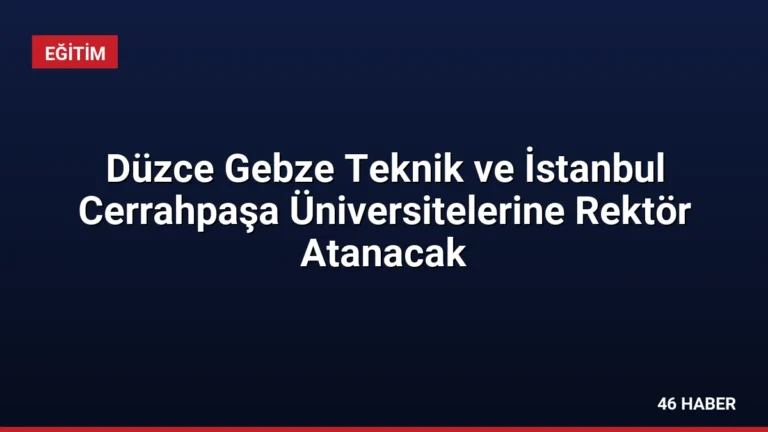 Düzce Gebze Teknik ve İstanbul Cerrahpaşa Üniversitelerine Rektör Atanacak