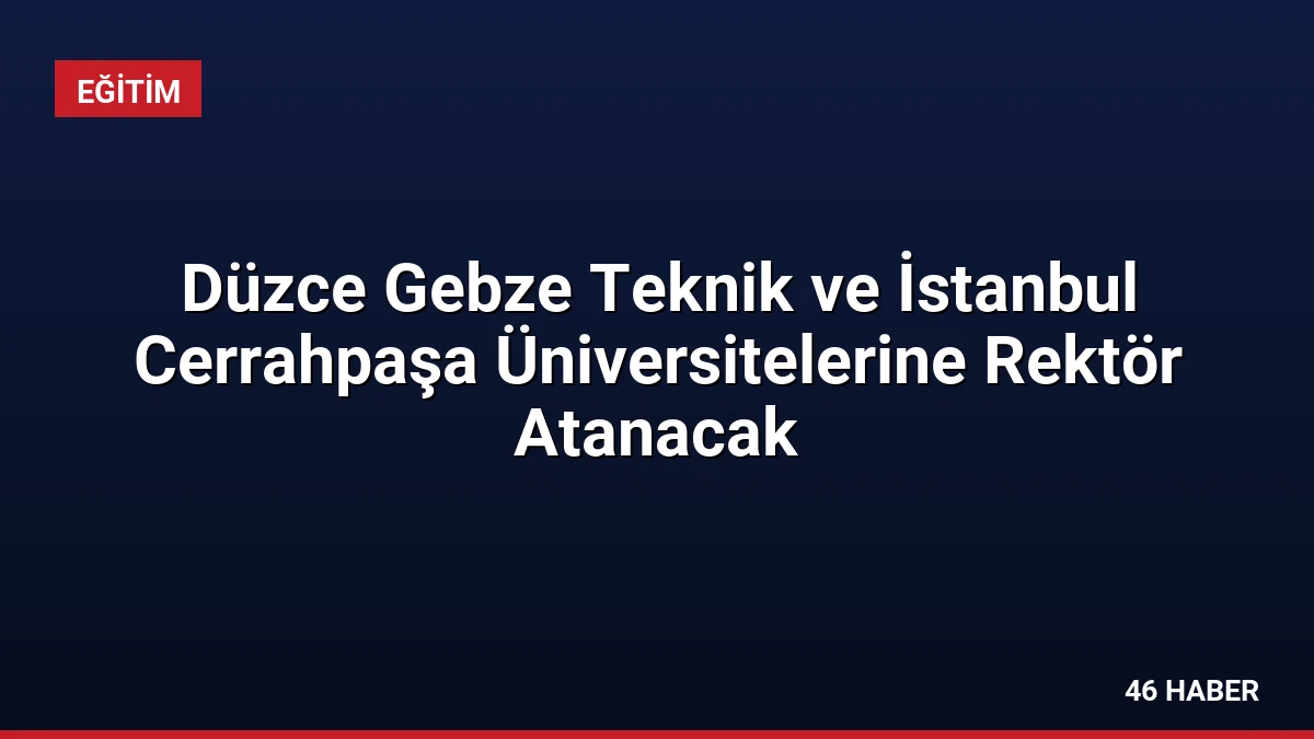 Düzce Gebze Teknik ve İstanbul Cerrahpaşa Üniversitelerine Rektör Atanacak