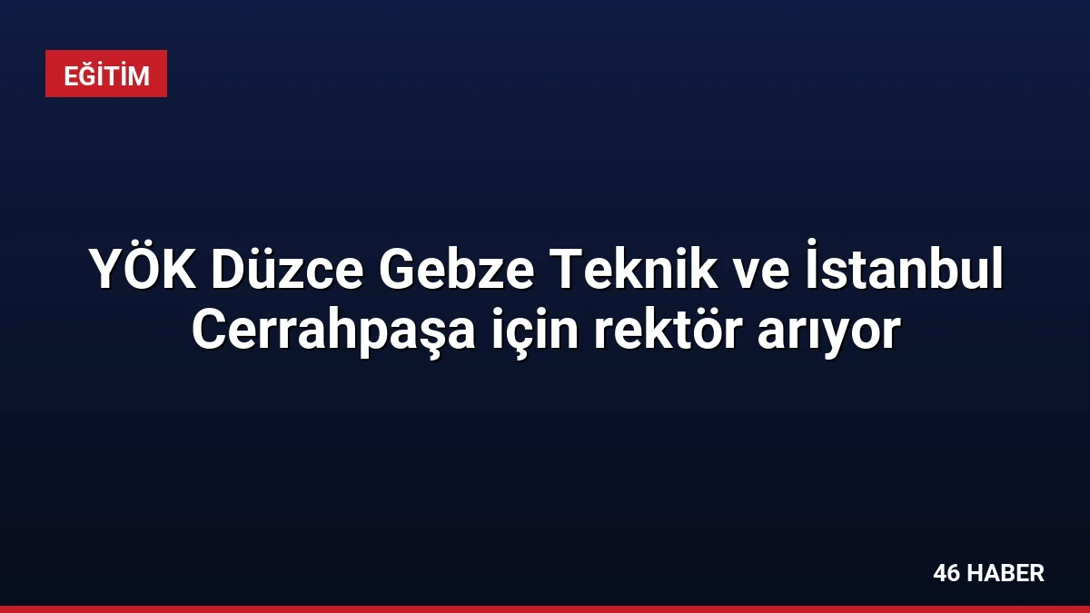 YÖK Düzce Gebze Teknik ve İstanbul Cerrahpaşa için rektör arıyor