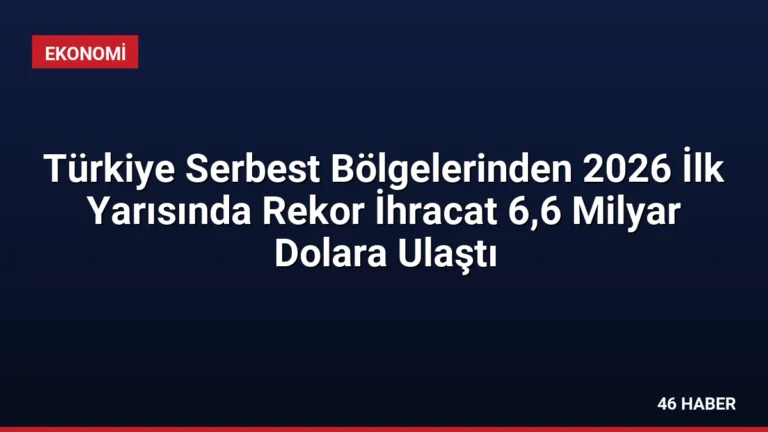 Türkiye Serbest Bölgelerinden 2026 İlk Yarısında Rekor İhracat 6,6 Milyar Dolara Ulaştı
