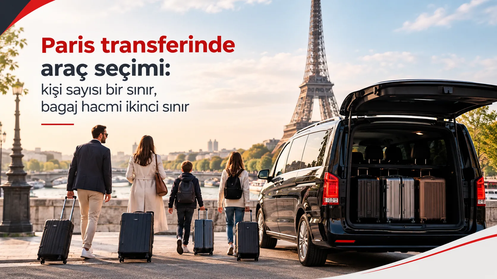 Paris transferinde araç seçimi: kişi sayısı bir sınır, bagaj hacmi ikinci sınır