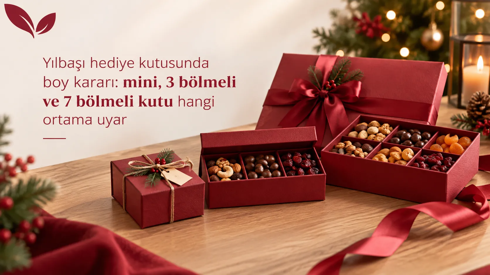 Yılbaşı hediye kutusunda boy kararı: mini, 3 bölmeli ve 7 bölmeli kutu hangi ortama uyar?