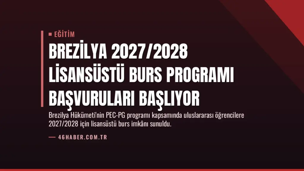 Brezilya 2027/2028 Lisansüstü Burs Programı Başvuruları Başlıyor
