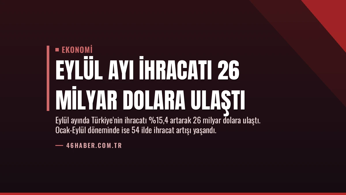 Eylül Ayı İhracatı 26 Milyar Dolara Ulaştı