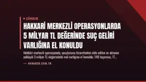 Hakkari Merkezli Operasyonlarda 5 Milyar TL Değerinde Suç Geliri Varlığına El Konuldu