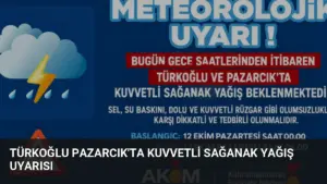 Türkoğlu Pazarcık'ta Kuvvetli Sağanak Yağış Uyarısı